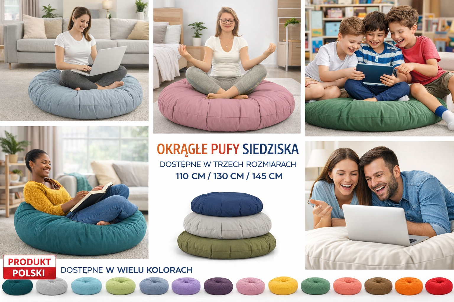 Okrągła pufa podłogowa  wygoda i funkcjonalność w nowoczesnym wydaniu do DOMU I OGRODU WODOODPORNA